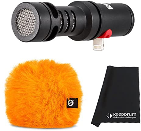 Rode VMML Videomic Me-L Mikrofon für Mobile iOS Geräte + WS9 Windschutz Orange + keepdrum Mikrofasertuch