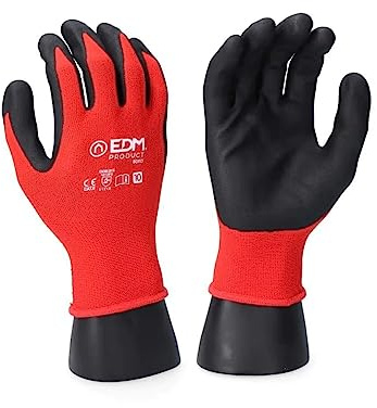 GUANTE CONSTRUCCIÓN POLIÉSTER RECUBIERTO DE LÁTEX TALLA 9 EDM