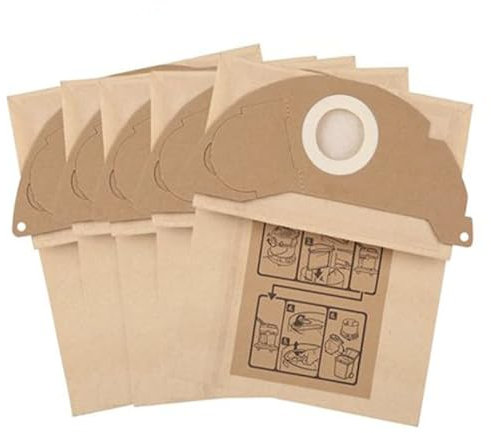 Sostituzione Sacco Antipolvere per Karcher (6.904-322.0) WD2 / MV2 Bagnato e Secco Pulitore - Aspiratore di Sporcizia Sottovuoto Carta Sacchetto la Polvere (5 Pezzi)