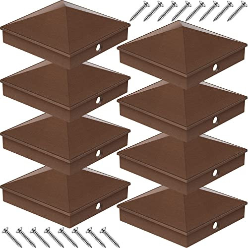 8 Stück 10.2x10.2 cm Aluminium-Pfostenkappen für Zaunpfosten, für 10.2x10.2 cm Nennpfosten (tatsächliche 8.9x8.9 cm) Deckpfostenkappen mit Schrauben für Außenzaun, Deck, Briefkasten, Dockpfosten ()