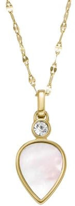 FOSSIL Halskette Für Frauen, Länge: 420mm+50mm, Breite: 18.6mm, Höhe: 9.8mm Gold Perlmutt, Edelstahl Halskette, JF04248710