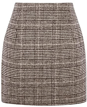 IDEALSANXUN Fall Outfits for Women 2026 Winter High Waisted Cute Plaid Mini Skirts (Grid Coffee, M)