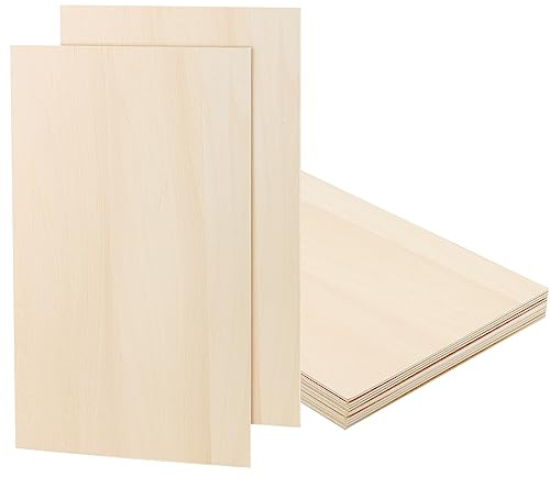 LEXININ 12 hojas de madera contrachapada de 300 x 200 x 2 mm, hojas finas de madera de tilo, tablero de madera sin terminar para manualidades