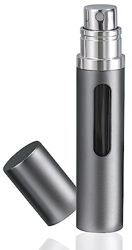 Emwel Parfümzerstäuber, Leer Reise Parfüm Zerstäuber Mini Portable Sprühflasche mit Fenster für Unterwegs, 8ml (Grau)