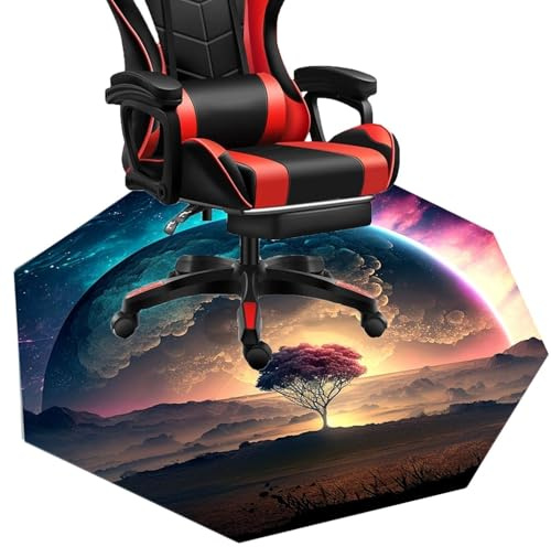 MAxba Achteckig Gaming Stuhl Teppich Bodenschutzmatte Bürostuhl for Hartböden Unterlage Schreibstuhlunterlage Bürostuhlunterlage (Color : 3, Size : 100cm)