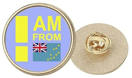 I Am From Tuvalu Art Deco Brosche, rund, Metall, goldfarben, M, Metall
