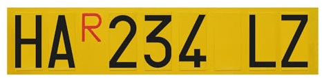 Komplette Serie mit Buchstaben und Zahlen, Aufkleber für Nummernschilder, gelber Repeater für Anhänger, Anhänger, Wohnwagen, Fahrradträger, Schriftarten gemäß Pra - R rot inkl