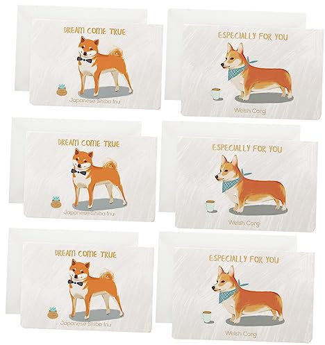NUOBESTY 6stücke Grußkarten Mit Goldprägung Schöne Bastelkarte Für Mit Corgi-muster Umschläge Und Corgi Für Geburtstage Valentinstag Und