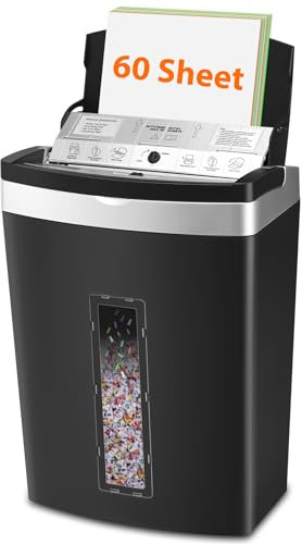 VidaTeco 60-Sheet Auto Feed Paper Shredder For Office, Mirco Cut Shreds Paper/Card/Staple For Heavy Duty Paper Shredder, Manual 7 Sheet Home Office, P-5 Jam Proof System 20L Liftout Basket