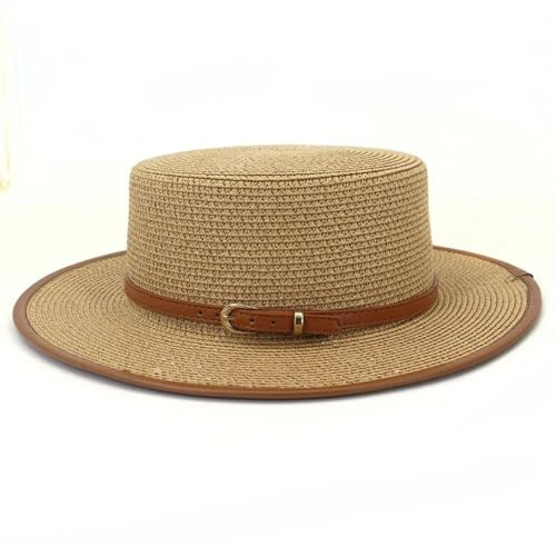 FULUJIDI Fedora Trilby Filzhut Hut Strohhut Für Frauen Mit Flachem Brim Hut Breite Krempe Fedora Hut Mit Großem Brim Sonnenschutz Solid Casual Hut