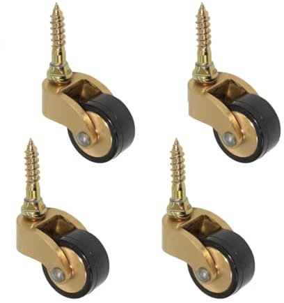 Rollen, Lenkrollen, möbelrollen klein, 360 Grad drehbar, drehbare Trolley-Möbelrolle aus Gummi mit Gewindeschaft, Schraubbefestigung, 4er-Pack(Gold)