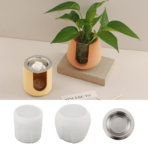 Yalulu Aroma-Diffusor Silikonformen Gießformen Kerzenhalter DIY Silikon Gießform, Kerzenlöffel Harz Epoxid Silikonform, Blumentöpfen Silikonform Vase Epoxidharz Formen