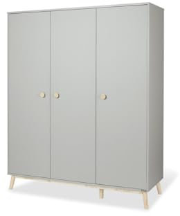 PINOLINO Großer Schrank Dusk mit 3 Türen, grau