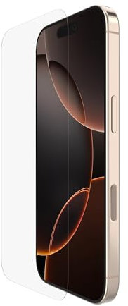 Belkin ScreenForce InvisiGlass Schutzfolie iPhone17 + iPhone 16 Pro, Kratzfest, Displayschutzfolie mit Positionierungsschale, Blasenfreie Anbringung, Glasschutz, Recyceltes Glas