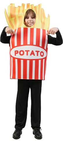 SEA HARE Disfraz unisex de papas fritas para niños, divertido disfraz de comida para fiestas.