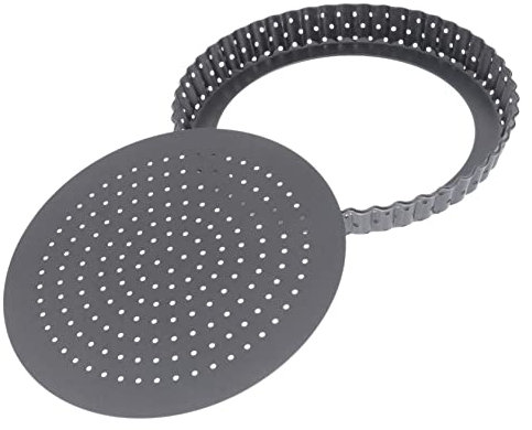BESTOYARD Teglia Pizza Antiaderente Rotonda con Fondo Removibile Teglia per Pizza in Acciaio al Carbonio