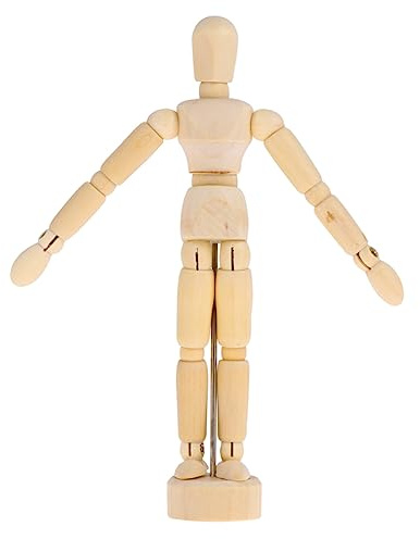 KAILIKETIY 2 Stück Holzfiguren Modell zum Zeichnen für Künstler Beweglich aus Schima mit Ständer zum Skizzieren und Dekoration im Klassenzimmer