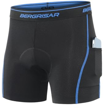 BERGRISAR Vadderade cykelshorts underkläder herr mountainbike undershorts andningsbara cykelshorts, Blå med fickor, M