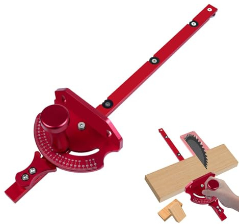 Goniometro di precisione in lega di alluminio per sega da tavolo | Sistema di guida di allineamento telescopico per la lavorazione del legno | Goniometro ergonomico per sega da tavolo per tagli prec