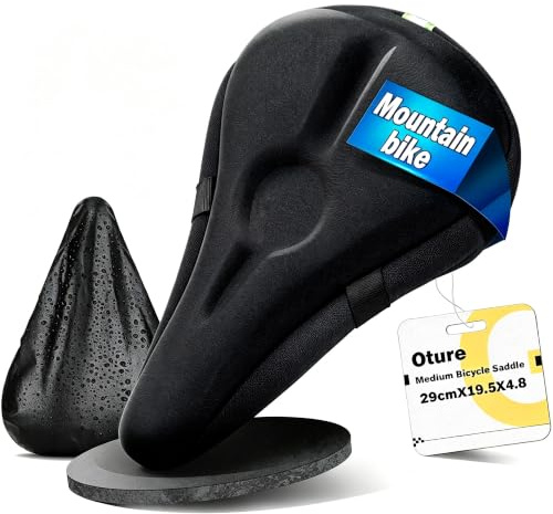 Oture Bike Seat Cushion,Bicycle Saddle Cover,Soft Gel Seat Pad | Slip-resistant Bicycle Saddle with Suspension, Comfortable Breathable Saddle Cover for Riders, With Waterproof Rain Cover