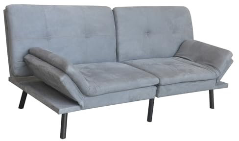 HTI living Sofa mit verstellbaren Armlehnen Grau Schlafsofa Zweisitzer Schlafcouch