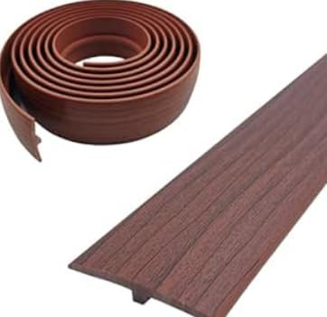 Transition Profile, T Profile Transition Strip Self-Adhesive 5 x 300 cm Door Threshold Strip PVC Flat Gap Cover for Door Thresholds and Connecting Floors of Laminate Plank Tiles (Brown)