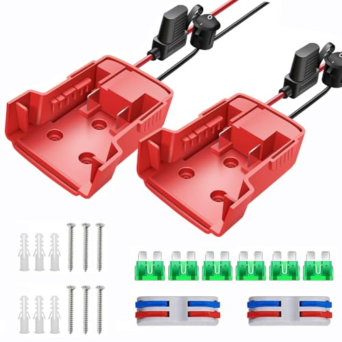 2 Packs Power Wheel Adapter for Milwaukee M18 Battery Adapter 18V Power Wheels Battery Converter with Fuses & Wire Terminals, 14AWG Wire, Power Connector for DIY Rc Car, Rc Truck and Robotics
