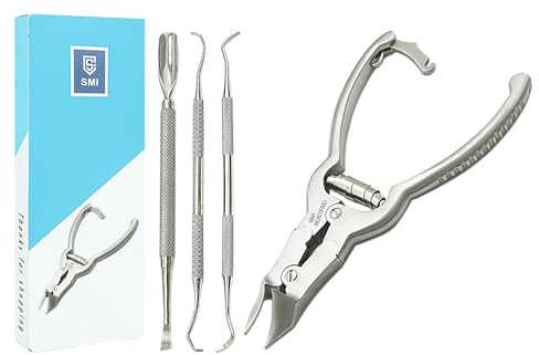 SMI 4 tlg Fußpflege Set Kopfschneider mit doppelter Übersetzung Nagelzange dicke und starke Nägel fußnagelzange Nagelhautschieber Eckenheber Nagelheber Exkavator Profi Edelstahl