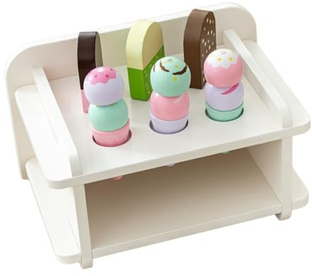 SUPVOX Holz Eiscreme Modell mit Ständer Stabiles Künstliches Naturfarbenes Holz Langlebig und Vielseitig Einsetzbar für Kinderküche Dekoration und Fotoshooting