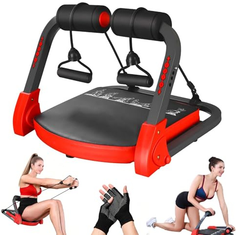 Máquina Abdominales en casa, Banco Abdominales Plegable, Máquina Multifuncional 21 en 1 para Gimnasio en Casa, con Cuerdas de Resistencia, Guantes, para Hogar, Oficina, para Piernas, Brazos y Core