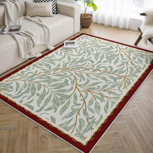 BYLEEHOMED Modern Aesthetic Tappeto piccolo 80x150cm Rami di salice Foglie di tappeto per camera da letto Soggiorno elegante Mattesino sedia leggera pieghevole