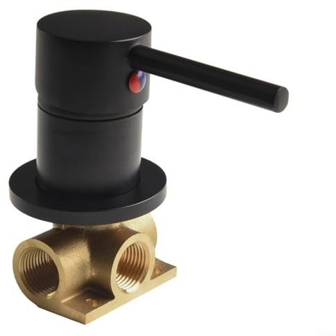 1/2 Zoll Verdecktes Mischventil, Chrom Wandmontage Manuelle Warm-Kaltwassersteuerung Embedded Split Tap Ventil für Waschbecken Dusche (Schwarz)