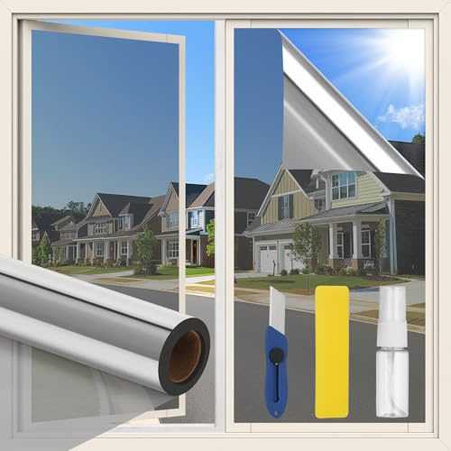 40 X 500 cm Spiegelfolie Fenster Sichtschutz Elektrostatische Haftung Uv Folie Fenster Hitzeschutz Fenster Spiegelfolie Einseitig Blickdicht Außen Geeignet für Innen Und Außenfenster