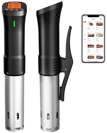 WiFi 2.4G Sous Vide Cooker 1000W,Sous Vide Machine Ultra-Quiet & 3D Fast Heating, App Control, Timer, Precise Calibration & 14 Recipes
