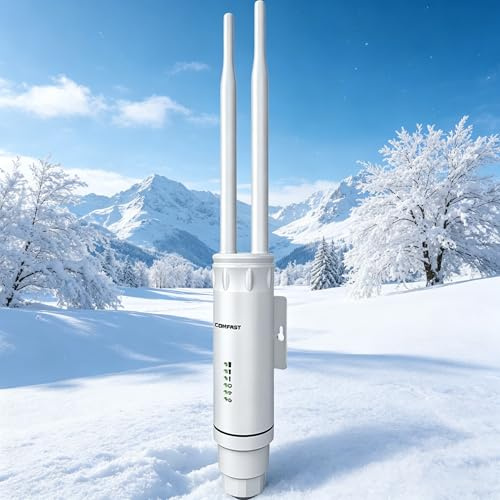 COMFAST Access Point WiFi Esterno Ripetitore WiFi Esterno 1200 Mbps Dual Band con 4 Antenne, 1 Porta Ethernet, PoE 24V, MU-MIMO, IP66, Modalità Router/AP/Ripetitore, per Giardino e Spazi Esterni