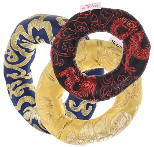Alipis Coussin pour Bol Chantant Tibétain en Coton Lot de 3 Pièces Broderie Chinoise Nuage Amulette et Thérapie Sonore Couleur Aléatoire