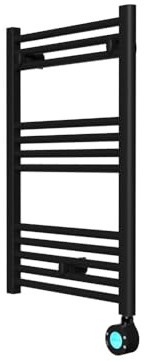 Rointe Elba Plus 300W Digital Electric Towel Rail, Programmable 24/7, Touch-sensitive LCD control panel, Open Window Detection, High precision NTC thermostat, Matt Black, 770 x 400 x 30 mm