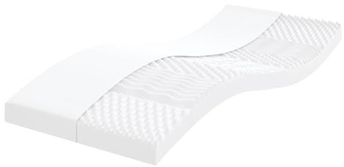 LoogCape Schaumstoffmatratze 90x210 cm 7 Zonen Weiß 20 ILD, 24D PU Kaltschaum mit abnehmbarem waschbarem Bezug für Gäste und Schlafzimmer