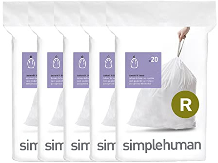 simplehuman Code R Müllbeutel, 10 l, mit Kordelzug, 100 Stück, Weiß