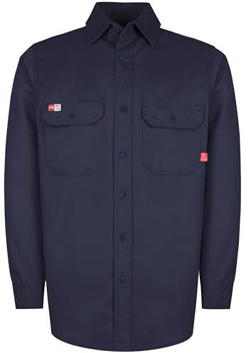 TICOMELA brandskyddade skjorta för män, flambeständig skjorta, CAT2, lätt vikt, 184 g, brandhämmande svetsskjorta för män, Marinblått Xsp, XL