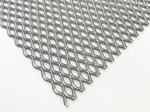 Stahl blank Streckgitter MW 10x5x1,5x1 Stahl DC01 Streckmetall Gitter 1,0mm dick Drahtgitter Zuschnitt nach Maß (1000mm x 500mm)
