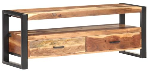 vidaXL Massivholz TV-Schrank Fernsehtisch TV Möbel 2 Schubladen Lowboard Sideboard Wohnzimmermöbel Fernsehschrank Holzmöbel 120x35x45cm Honigfarben