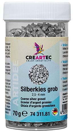CREARTEC Silberkies Effektgranulat Glas 70g Dekoration Modellbau
