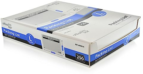 250 Sobres Adhesivos Porta Albaranes CONTIENE PACKING LIST - Tamaño L - para un A4 doblado en 2-24 x 18 cm. 100% Ecológico by Office Box.