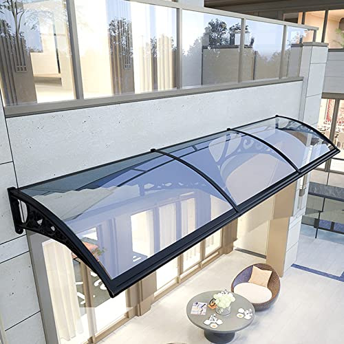 Zlovne Auvent de Porte et Fenêtres en Contre la Pluie UV Protection,Qualité 100% Marquise de Porte d'Entrée en Polycarbonate Transparent Clear,Marquise d'Entrée Extérieur Balcon (60x400cm)