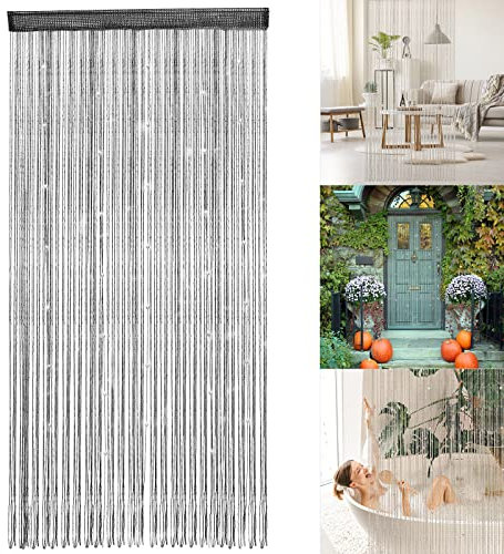 Pcscevcr Cortina de cuentas de cristal con borlas, cortina de cuentas para puerta, cortina de cuentas para puerta, cortina colgante para decoración del hogar y hotel, 1 x 2 m (negro)
