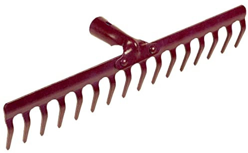 Steel Garden Rake for Hay, Leaves, Lawn, 44 cm / 17 in with 16 Tins, Ideal Gardening Tool (No Handle)