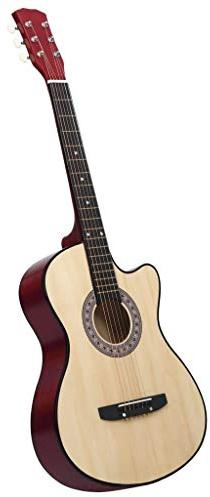 Westerngitarre Akustik-Gitarre für Anfänger und Einsteiger, Acoustic Guitar mit Cutaway und Lindendecke, Helles Holz 38
