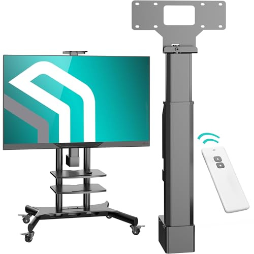 ONKRON Electric TV Lift Mechanism with Remote for TV Stand on Wheels, Motorised TV Mount for TV up to 90 kg - Electric TV Mount for Mobile TV Stand on Wheels/Remote Control TV Bracket AMT1800-B Black