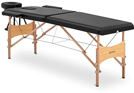 Physa Physa VANNES Black Massageliege extrabreit (70 cm) klappbar Buchenholz/schwarz Massageliege Massagebank Massagetisch klappbare Massageliege